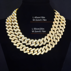 Luxury 3 Row Rhinestone Cuban Link Chain | Iced Out Zirconia Hip Hop Necklace for Men & Women