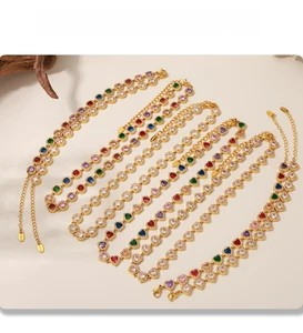 18K Gold Plated Luxury Circle & Heart Zircon Jewelry Set