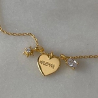 18K Gold Zirconia Heart Locket Necklace for Mom