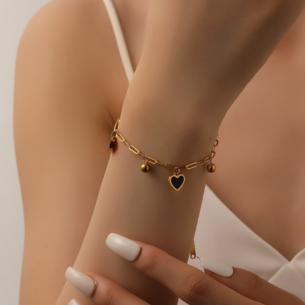 18K Gold Plated Sweet Star Heart Butterfly Bracelet Acrylic Inlay Jewelry for Women
