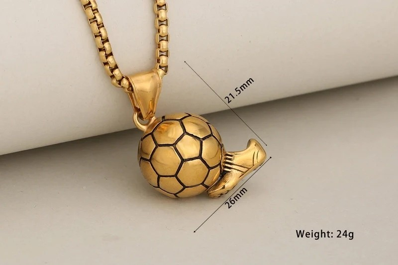 Football Necklace for Men Boys | Stainless Steel Chain Sports Pendant | Soccer Jewelry Gift for Him Fan (Copy)