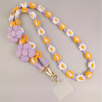 Handmade Woven Crossbody Mobile Strap with Smile Flower Charm & Metal Hook
