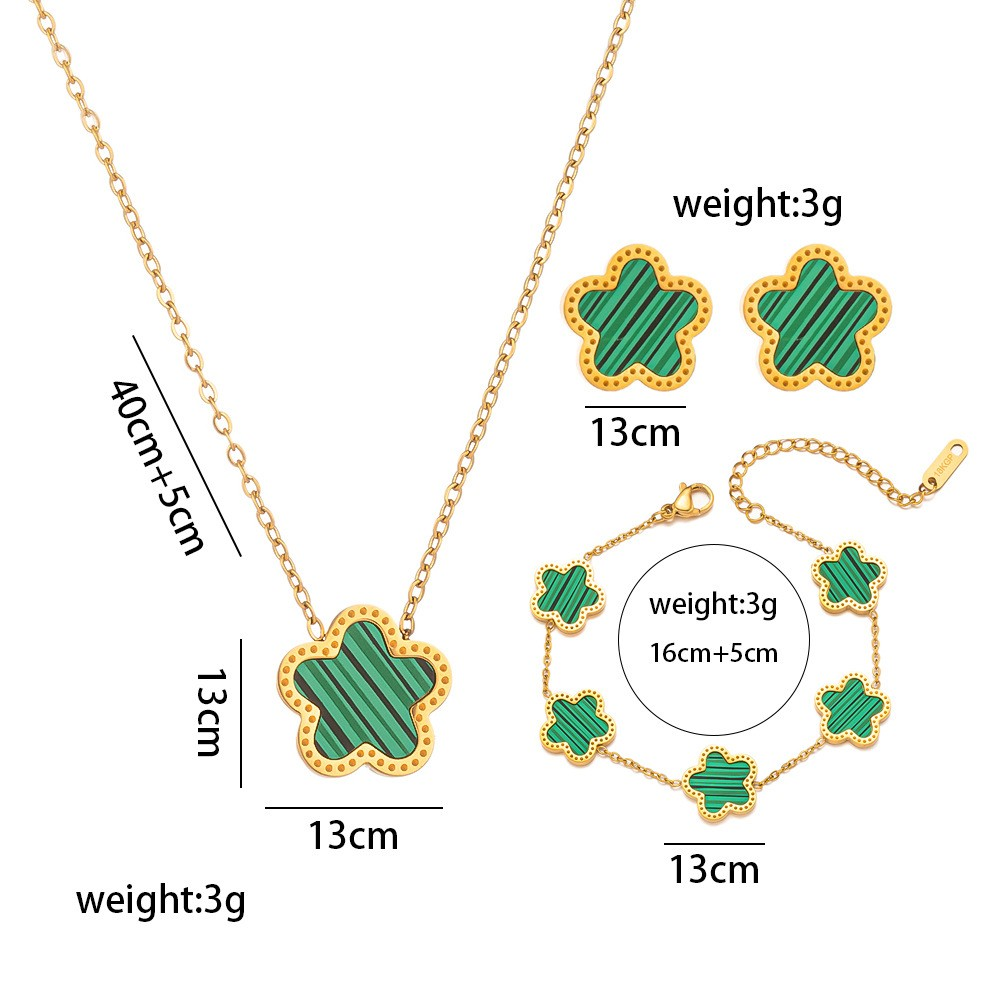 18K Gold Plated Women’s Flower Jewelry Set of 3 Piece Necklace, Earrings & Bracelet