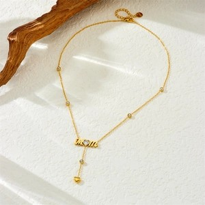 Gold Heart Zirconia Mom Necklace