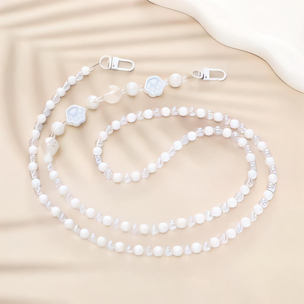 Luxury Faux Pearl Beaded Cat Paw Phone Lanyard Crossbody Strap