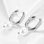 Minimalist U-Shaped Hoop Earrings with Pearl