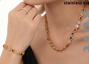 18K Gold Plated Luxury Circle & Heart Zircon Jewelry Set