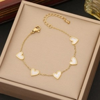 Mother of Pearl Gold Heart Pendant Necklace & Bracelet Set