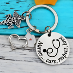Stethoscope RN Nurse Heart Charm Keychain