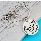 Stethoscope RN Nurse Heart Charm Keychain