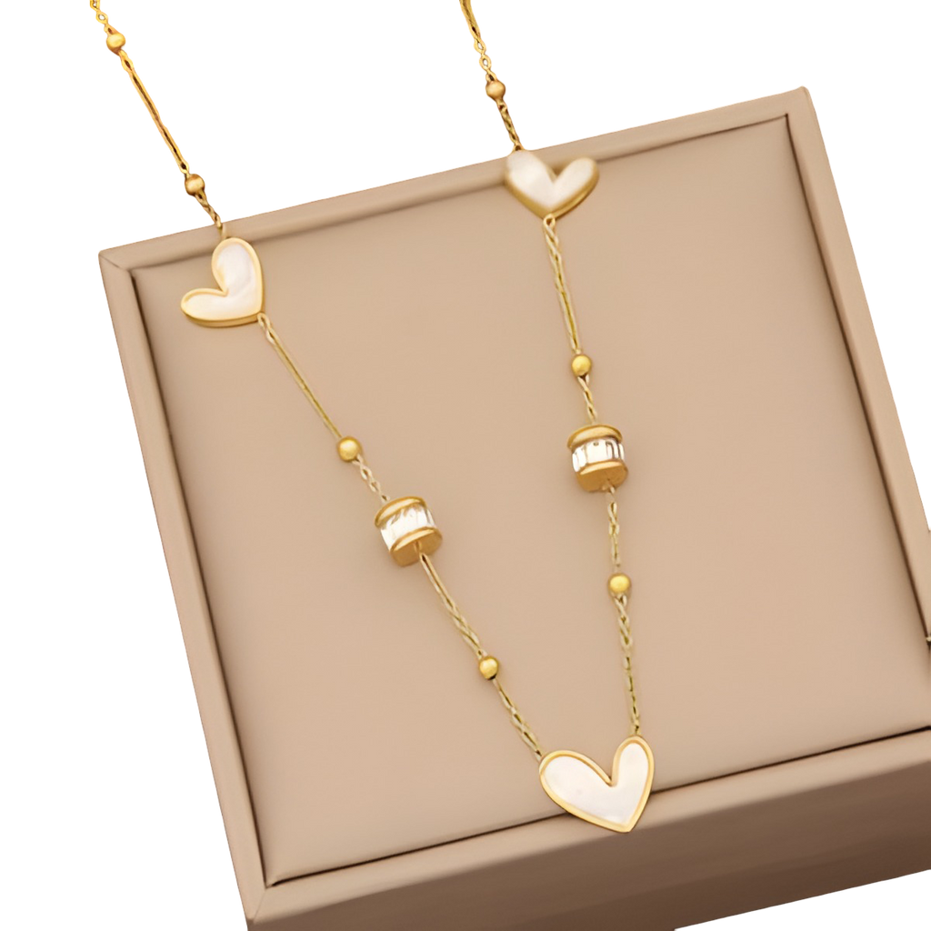 Mother of Pearl Heart Necklace & Bracelet Set