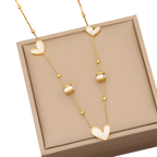 Mother of Pearl Heart Necklace & Bracelet Set