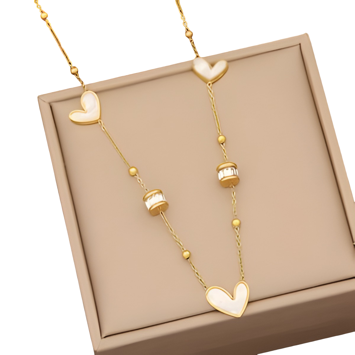Mother of Pearl Heart Necklace & Bracelet Set