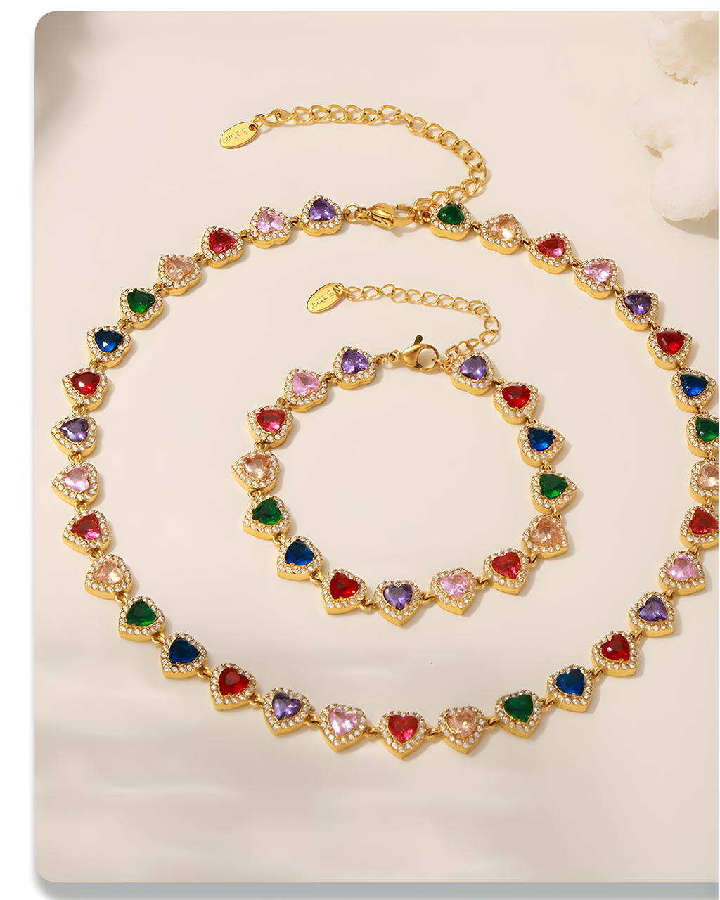 18K Gold Plated Luxury Circle & Heart Zircon Jewelry Set