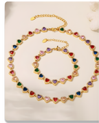 18K Gold Plated Luxury Circle & Heart Zircon Jewelry Set