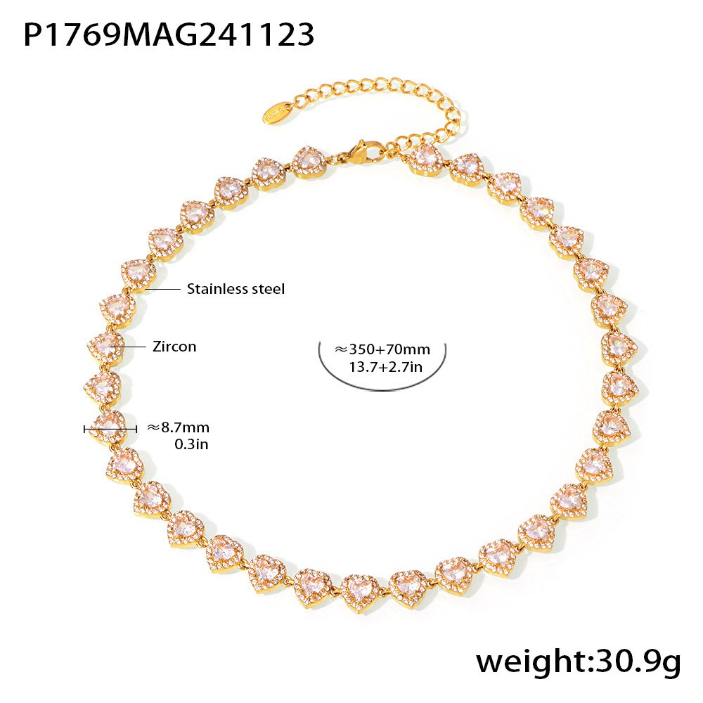 18K Gold Plated Luxury Circle & Heart Zircon Jewelry Set