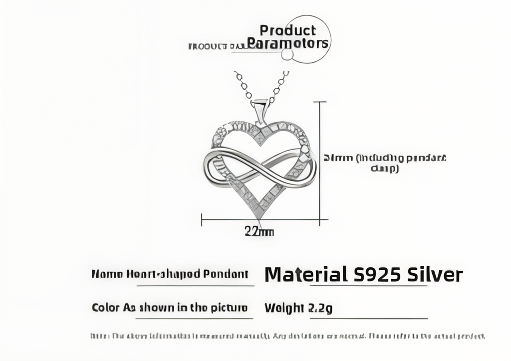 S925 Zirconia Infinity Heart Necklace