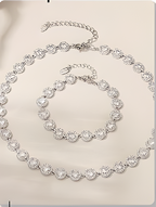 18K Gold Plated Luxury Circle & Heart Zircon Jewelry Set