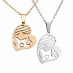 Sterling Silver Mother & Child Heart Pendant