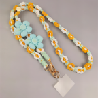 Handmade Woven Crossbody Mobile Strap with Smile Flower Charm & Metal Hook