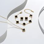 Gold Plated Women’s Flower Jewelry Set Necklace, Bracelet, Earring