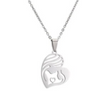 Sterling Silver Mother & Child Heart Pendant