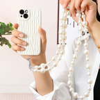 Luxury Faux Pearl Beaded Flower Phone Lanyard Crossbody Strap