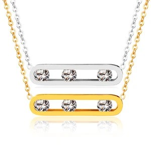 18K Gold Plated Titanium Steel with Zircon Necklace & Bracelet Set