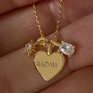 18K Gold Zirconia Heart Locket Necklace for Mom