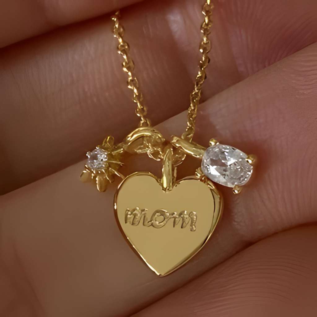 18K Gold Zirconia Heart Locket Necklace for Mom