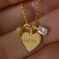 18K Gold Zirconia Heart Locket Necklace for Mom