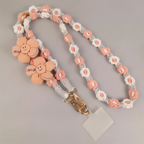 Handmade Woven Crossbody Mobile Strap with Smile Flower Charm & Metal Hook