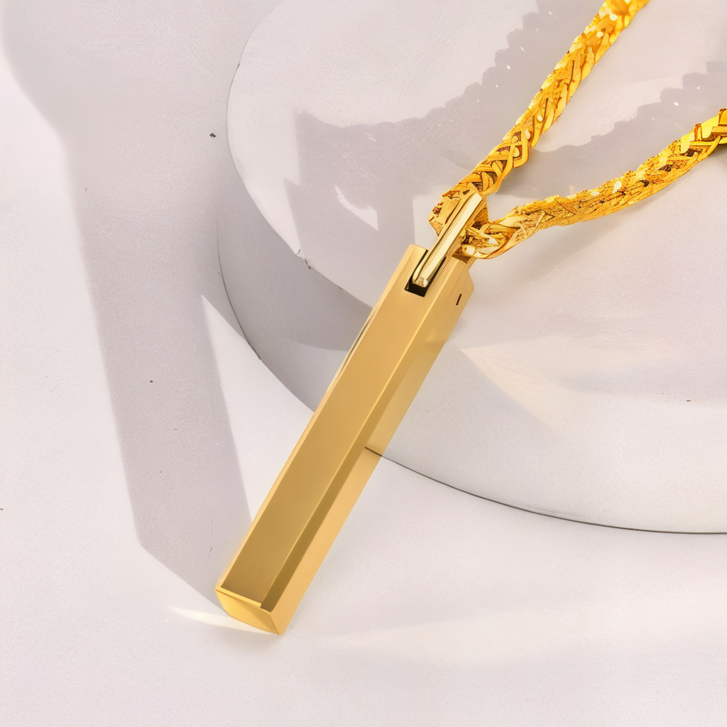Minimalist Vertical Men’s Tungsten Steel Pendant Necklace