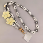 Handmade Woven Crossbody Mobile Strap with Smile Flower Charm & Metal Hook