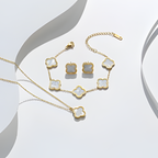 Gold Plated Women’s Flower Jewelry Set Necklace, Bracelet, Earring