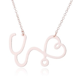 Medical Stethoscope Heart Necklace Gift