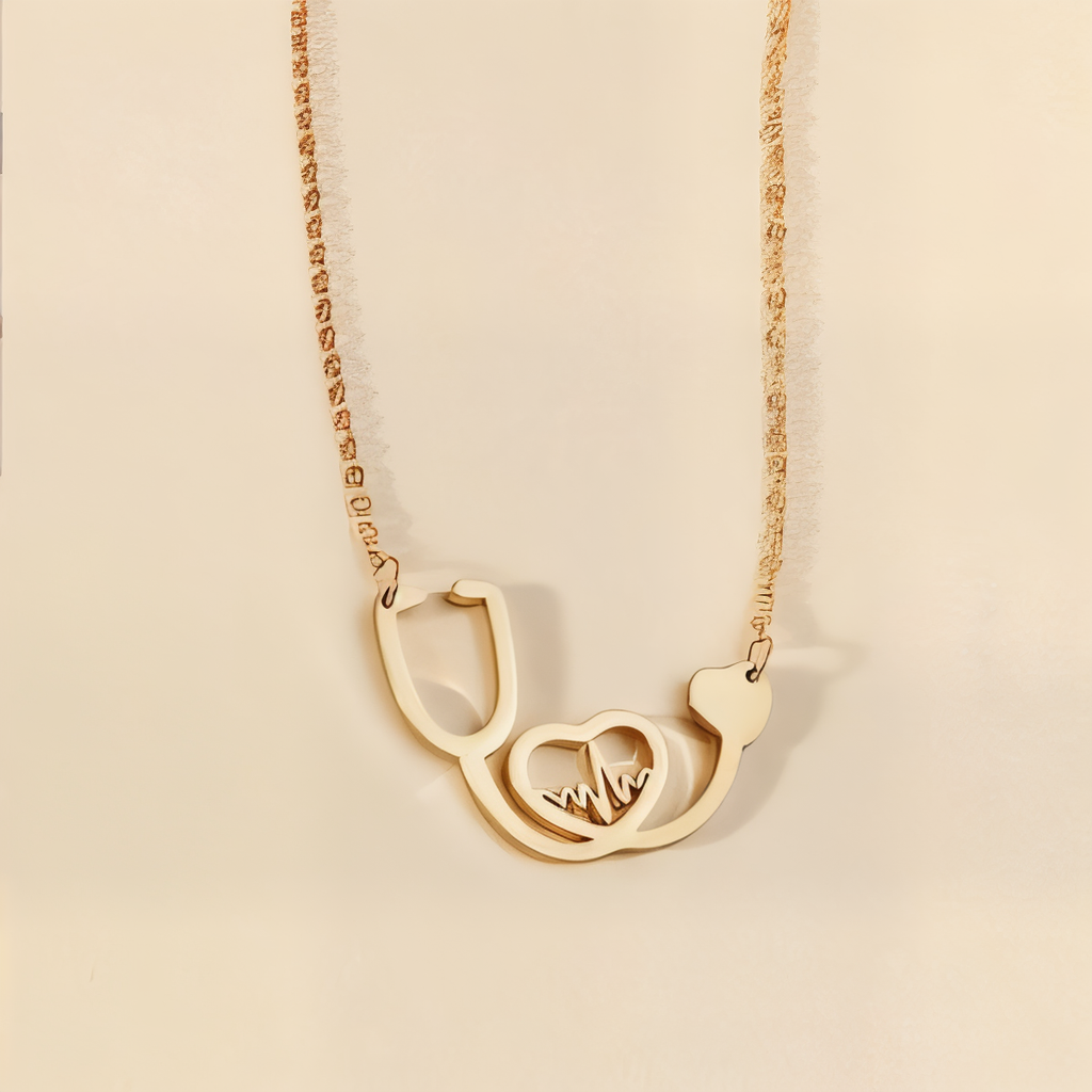 Medical Stethoscope Heart Necklace Gift
