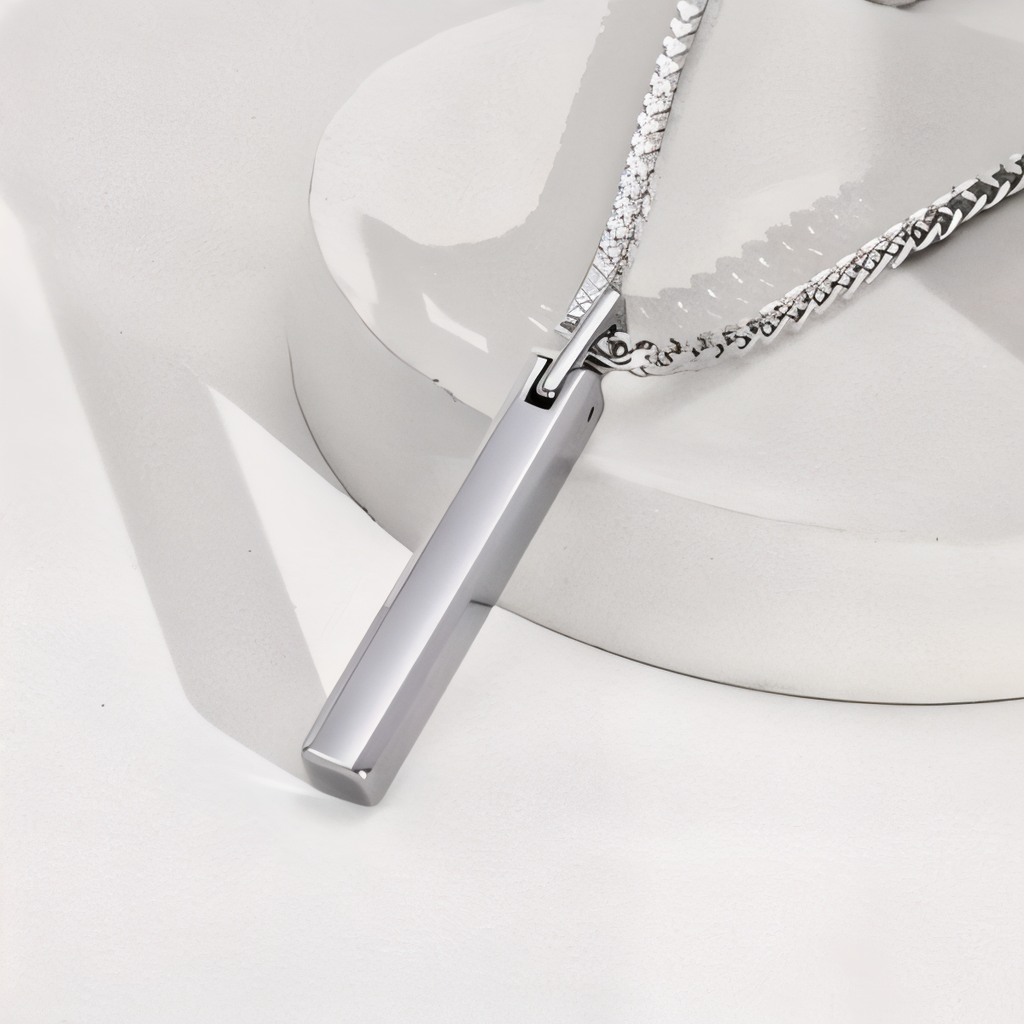 Minimalist Vertical Men’s Tungsten Steel Pendant Necklace