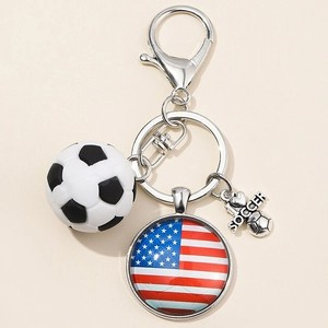 Soccer Mom Ball Player USA Italy Flag Keyring Gift