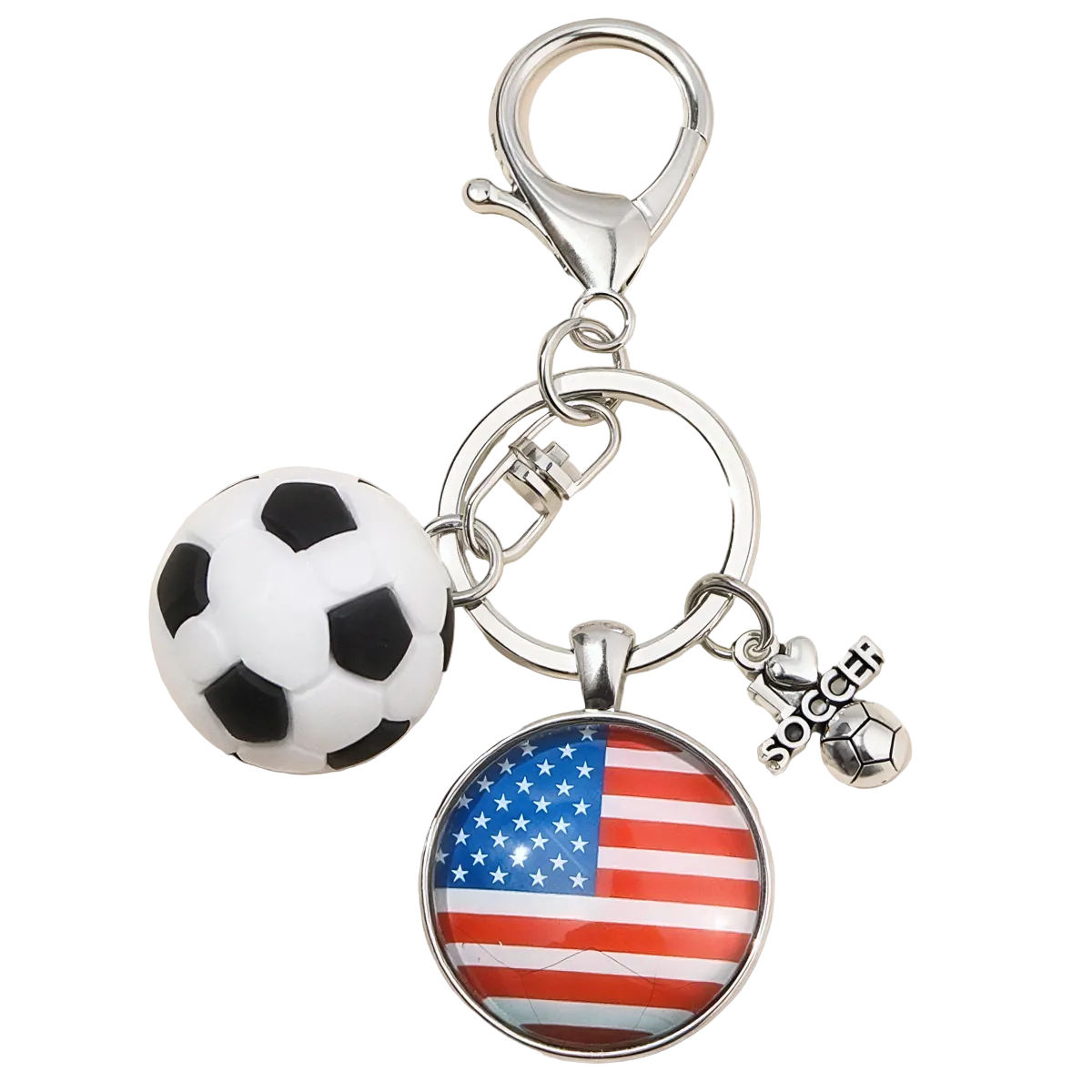 Mom Soccer Ball USA & Italy Flag Keyring