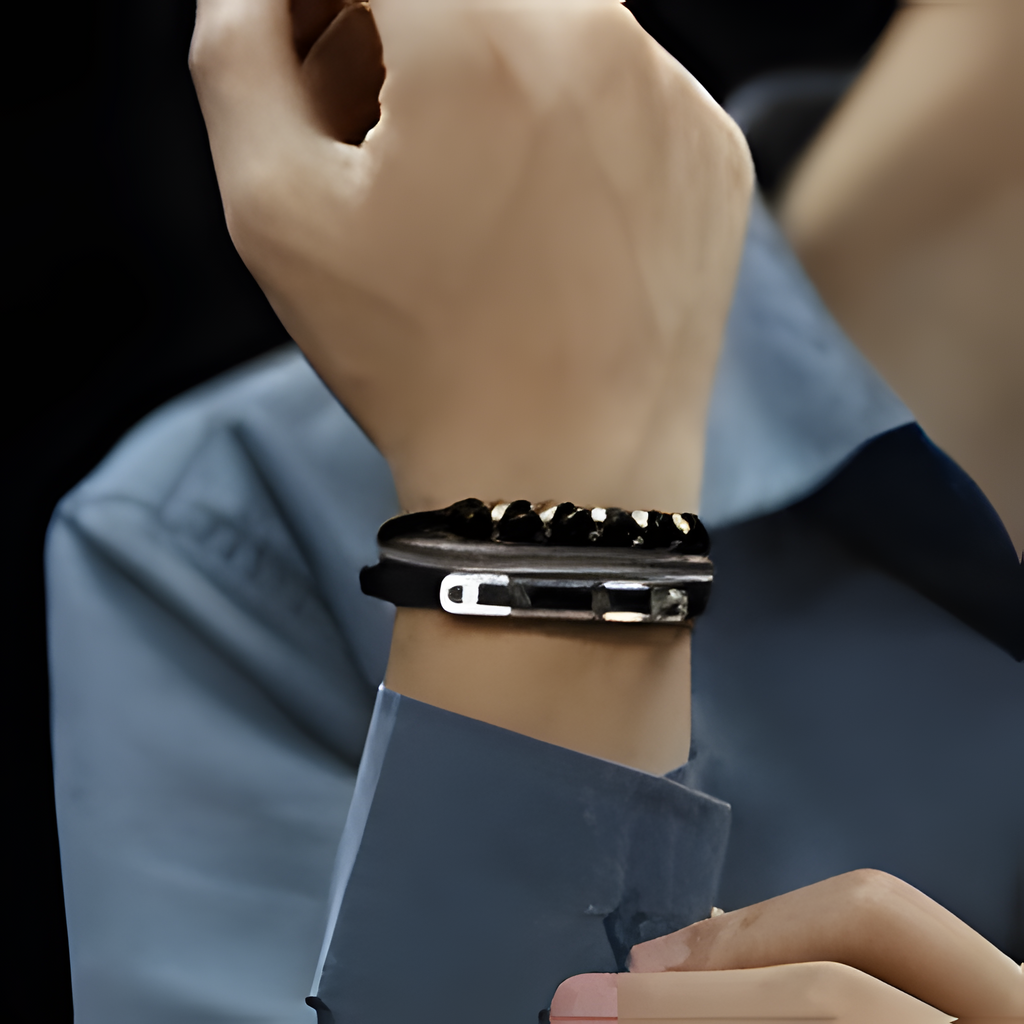Men's Multi-Layer Leather & Stainless Steel Bracelet