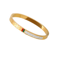 Red & Green Enamel Rhinestone Bangle Bracelet for Women