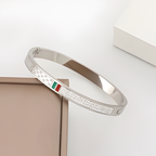 Red & Green Enamel Rhinestone Bangle Bracelet for Women