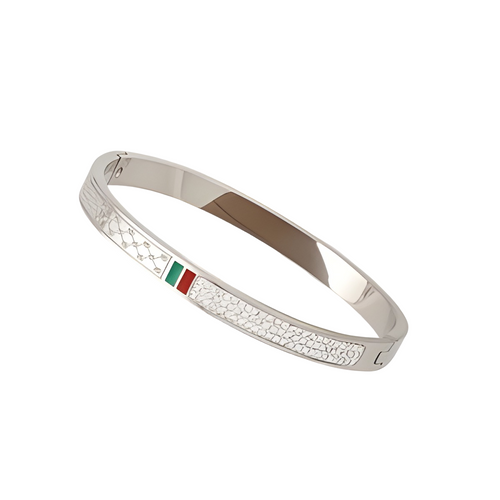 Red & Green Enamel Rhinestone Bangle Bracelet for Women