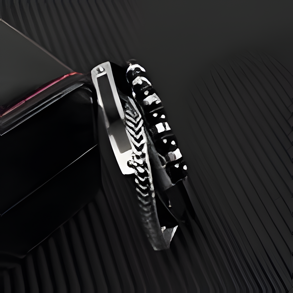 Men's Multi-Layer Leather & Stainless Steel Bracelet