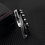 Men's Multi-Layer Leather & Stainless Steel Bracelet