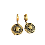 Gold Medusa Round Hoop Earrings