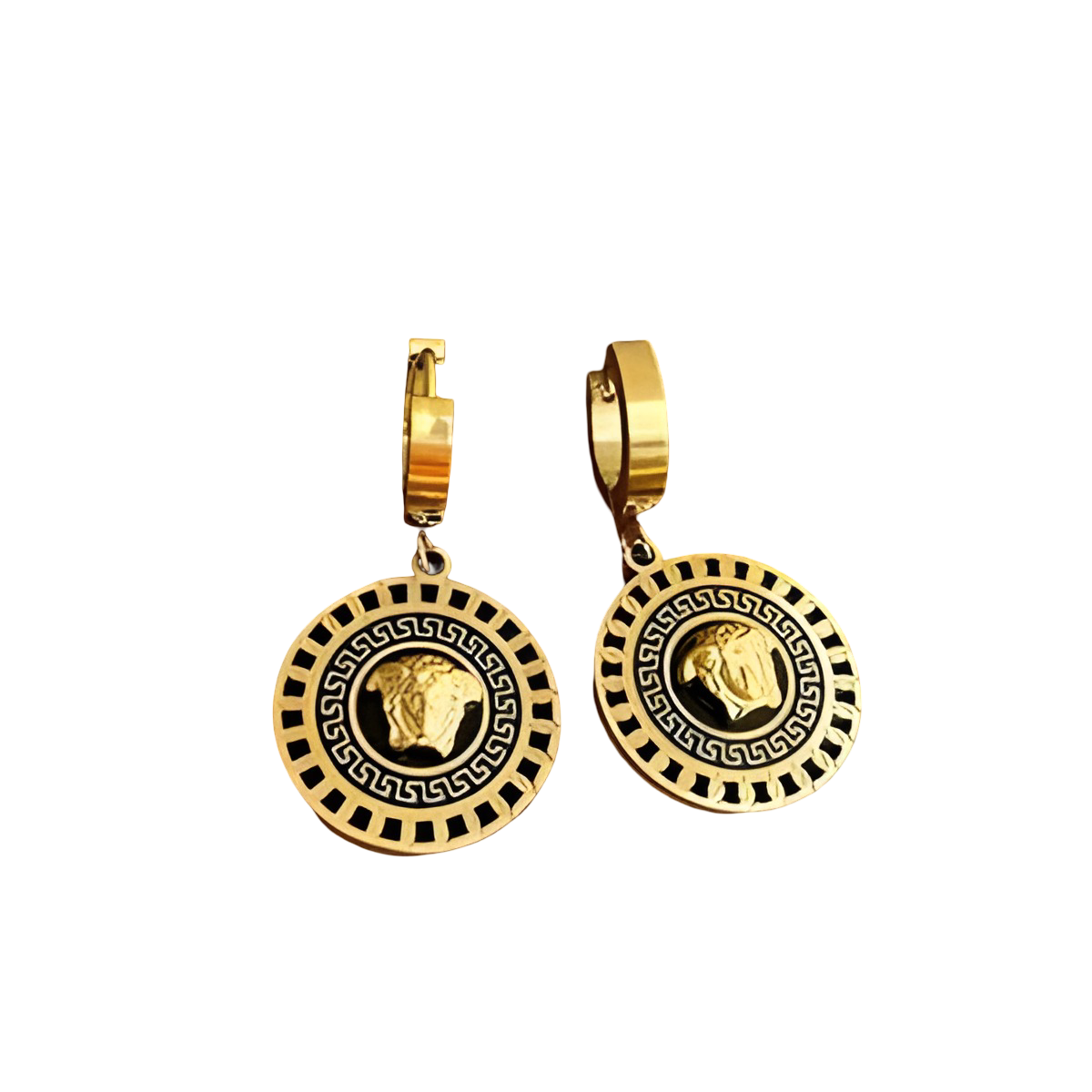 Gold Medusa Round Hoop Earrings