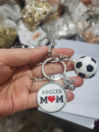 Soccer Mom Ball Player USA Italy Flag Keyring Gift