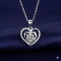 Heart Pendant Necklace Zirconia Double Layer Cross Chain